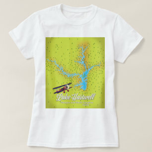 Camiseta mapa do lago Hartwell Georgia e da Carolina do Sul