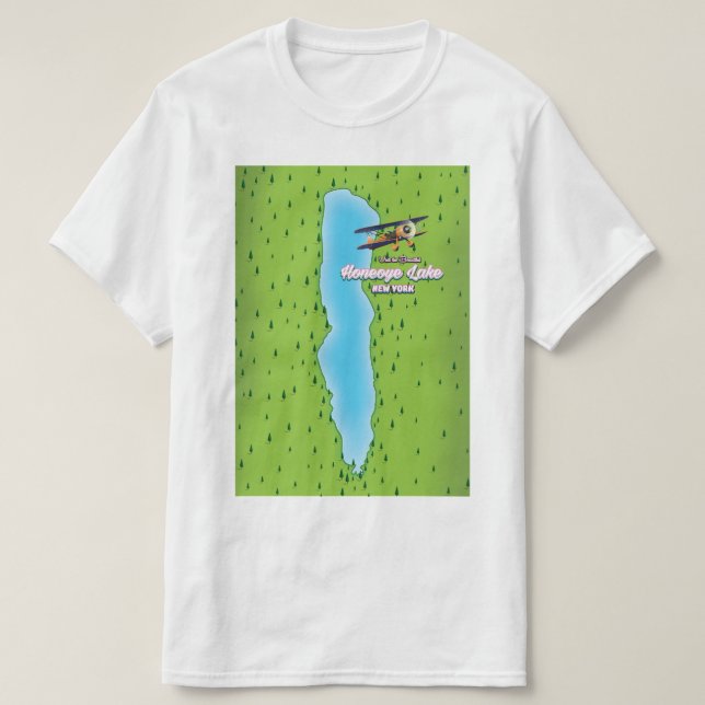 Camiseta Mapa do Lago Honeoye Nova York (Frente do Design)