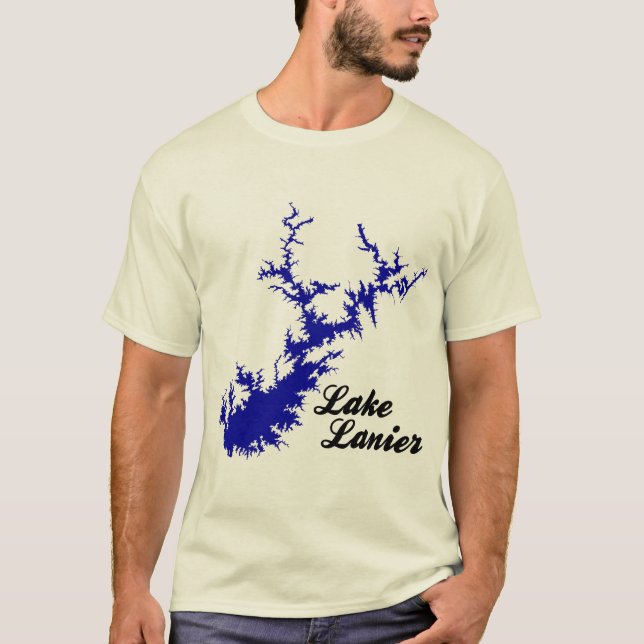 Camiseta Mapa do Lago Lanier Geórgia com Letra (Frente)
