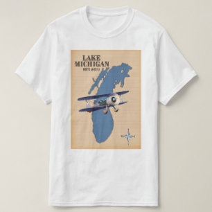 Camiseta Mapa do Lago Michigan América do Norte
