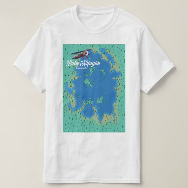 Camiseta Mapa do Lago Nipigon Canadá (Frente do Design)