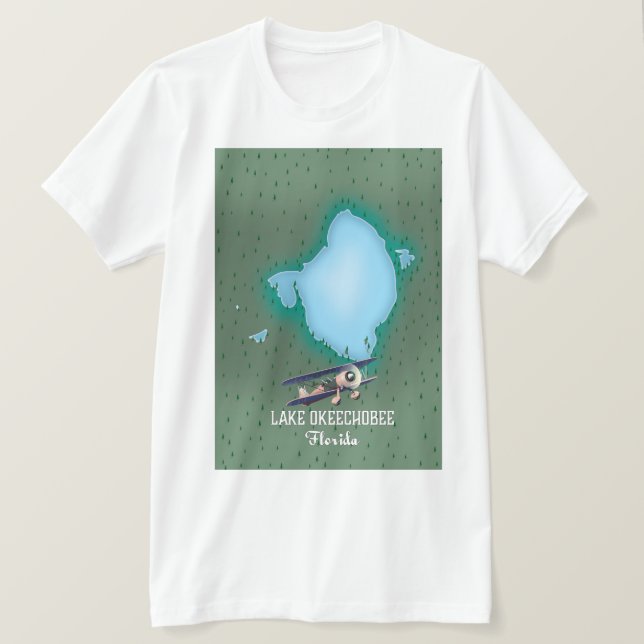 Camiseta Mapa do Lago Okeechobee Flórida. (Frente do Design)