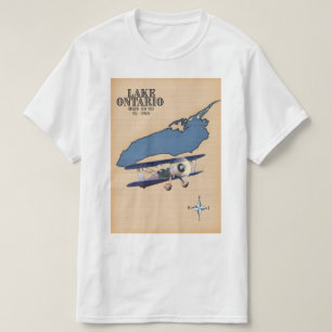 Camiseta Mapa do Lago Ontario EUA Canadá