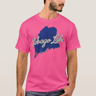 Camiseta Mapa do Lago Sebago Maine ME