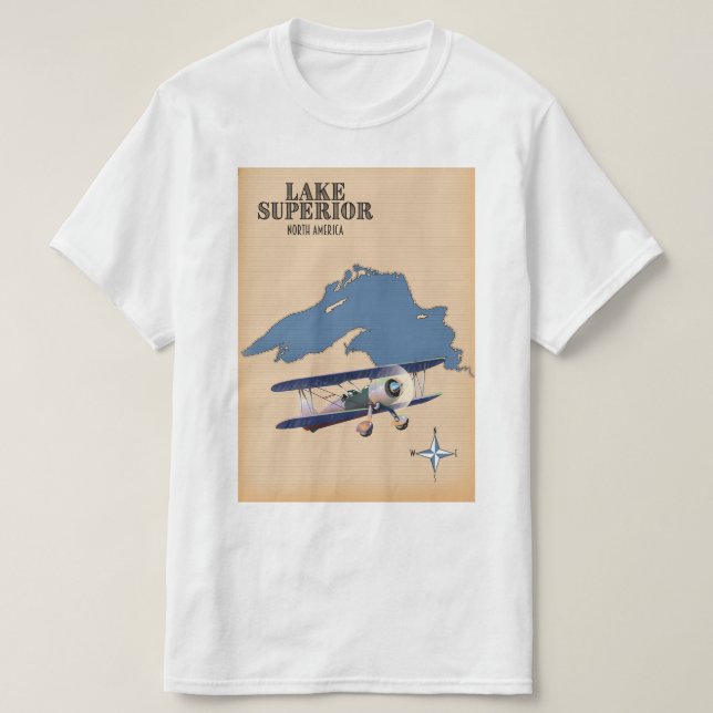 Camiseta Mapa do Lago Superior América do Norte (Frente do Design)