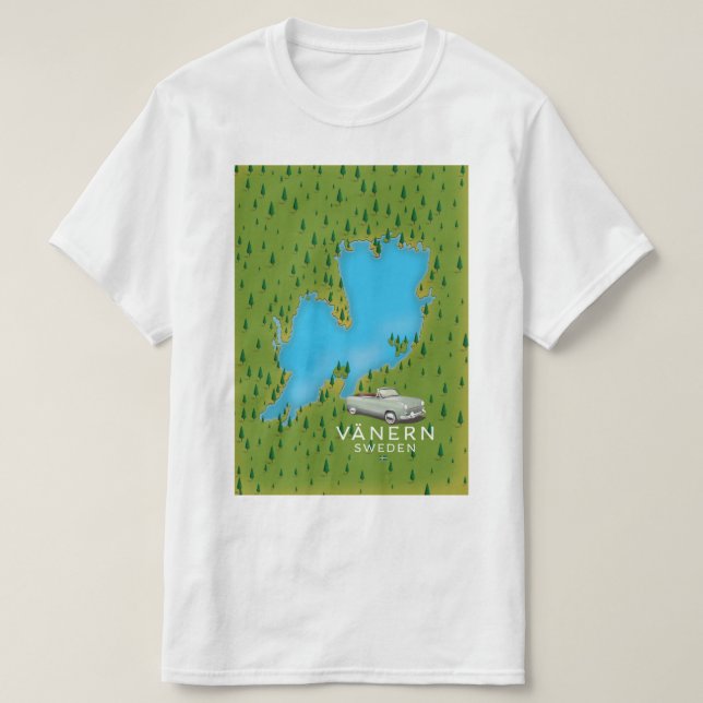 Camiseta Mapa do lago Vänern na Suécia (Frente do Design)