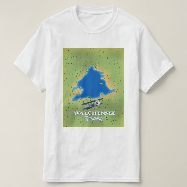 Camiseta Mapa do lago Walchensee Alemanha (Frente do Design)