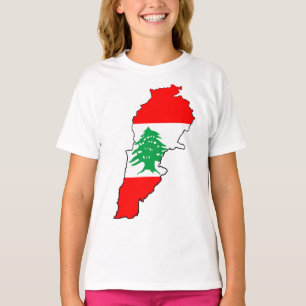 Camiseta Mapa do Líbano com Bandeira