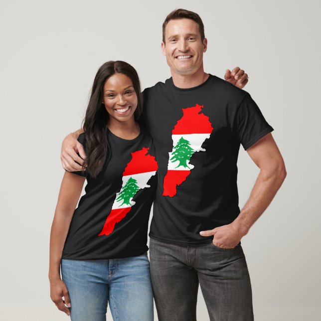 Camiseta Mapa do Líbano com Bandeira (Unissex)
