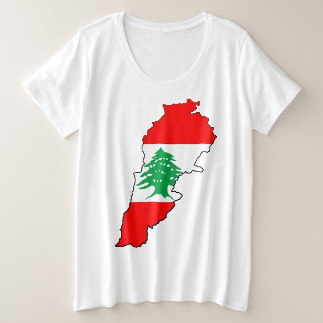 Camiseta Mapa do Líbano com Bandeira (Frente do Design)