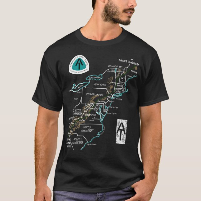 Camiseta Mapa do mapa nacional de trilhos cênico appalaquia (Frente)