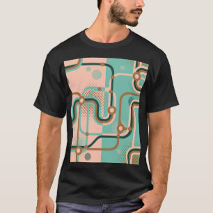 Camiseta mapa do metrô abstrato, padrões duplos.