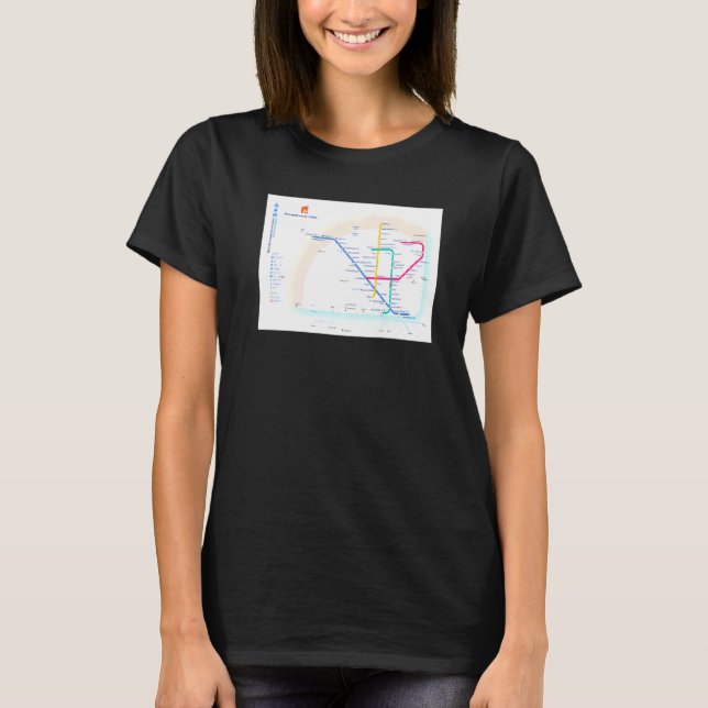 Camiseta Mapa do Metrô de Lisboa Portugal T (Frente)