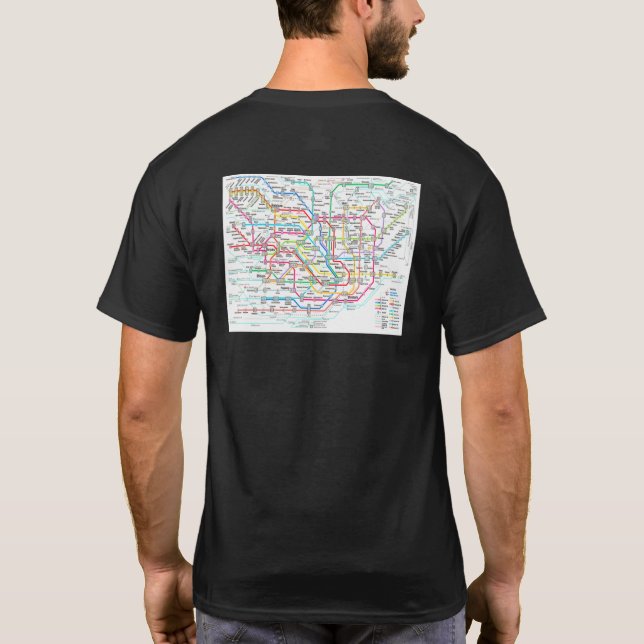 Camiseta Mapa do metrô de Tóquio no Japão (Verso)