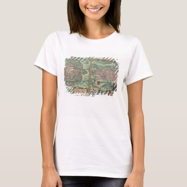 Camiseta Mapa do México e de Cuzco, de Civitates Orbis Ter (Frente)