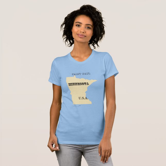 Camiseta - Mapa do Minnesota com Cidade (Frente Completa)