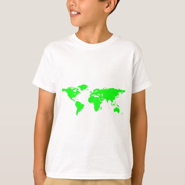 Camiseta Mapa do Mundo Branco Verde (Frente)