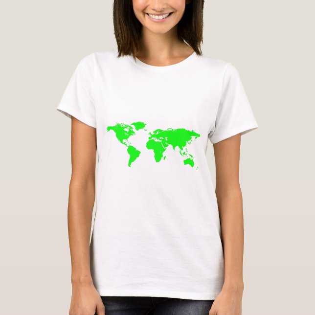 Camiseta Mapa do Mundo Branco Verde (Frente)