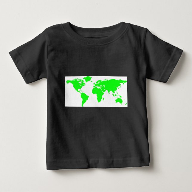 Camiseta Mapa do Mundo Branco Verde (Frente)