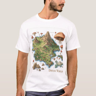 Camiseta Mapa do Mundo dos Sonhos – Cartografia Surreal Ilu
