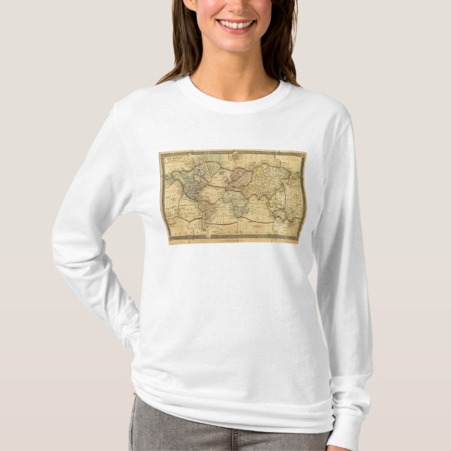 Camiseta Mapa do mundo na projeção de Mercators (Frente)