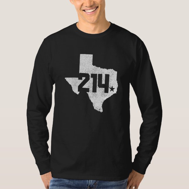 Camiseta Mapa do Orgulho do Código de Área 214 do Condado d (Frente)