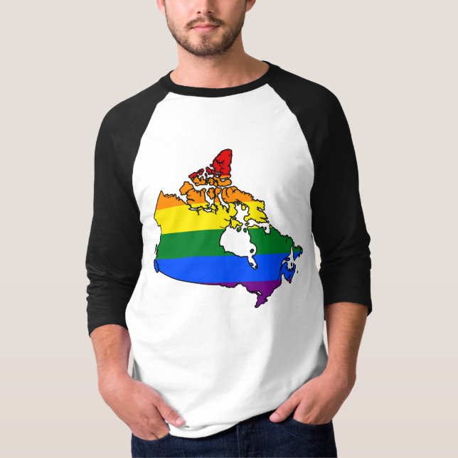 Camiseta Mapa do orgulho LGBT no Canadá (Frente)