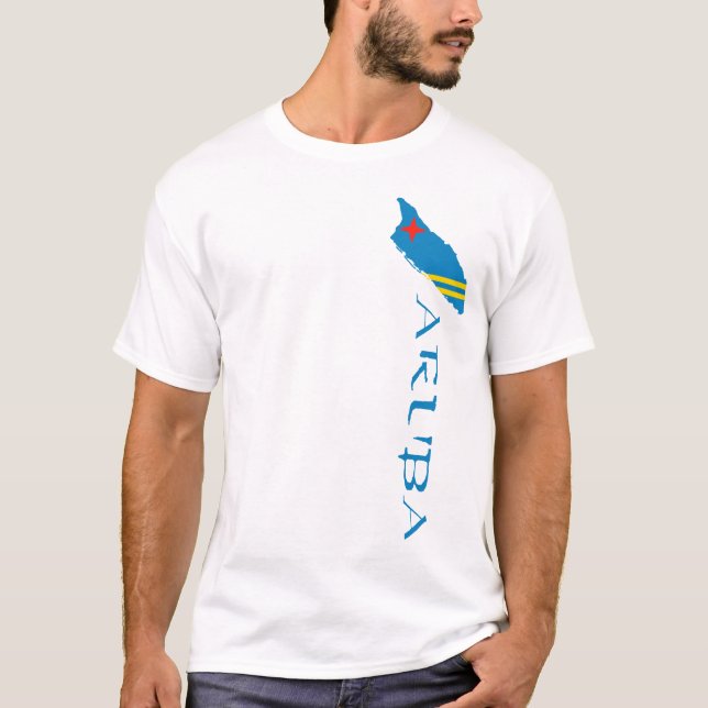 Camiseta Mapa do País Aruba Bandeira (Frente)