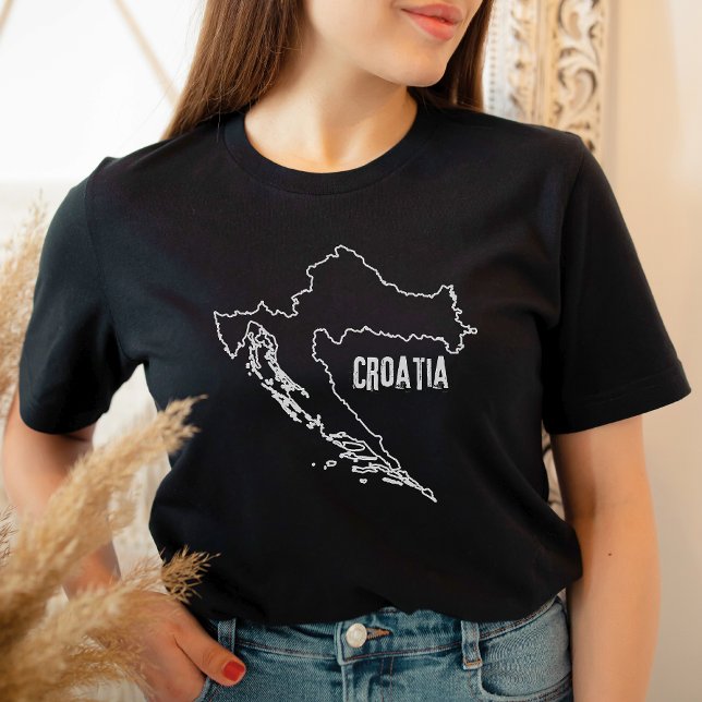 Camiseta Mapa do País da Croácia Descreve a Forma da Linha  (Criador carregado)