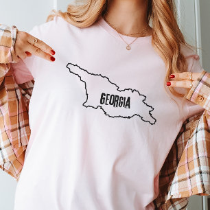 Camiseta Mapa do país da Geórgia Descreve Linha Fronteiriça