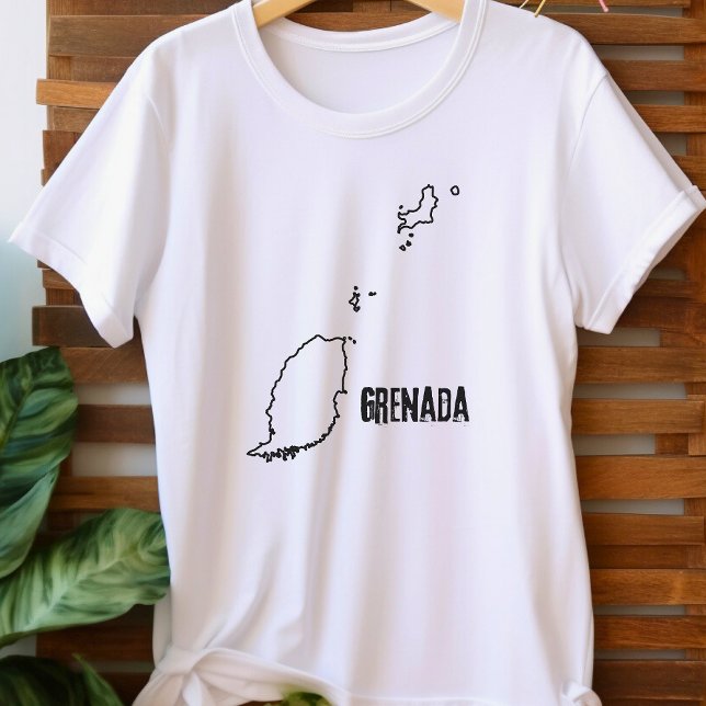 Camiseta Mapa do País de Granada - Linha de Fronteira Grena (Criador carregado)