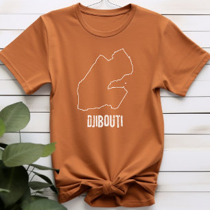 Camiseta Mapa do País Djibuti - Linha de Fronteira da Nação
