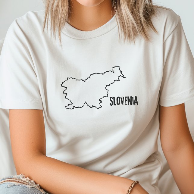 Camiseta Mapa do País Eslovênia Forma de Linha de Fronteira (Criador carregado)