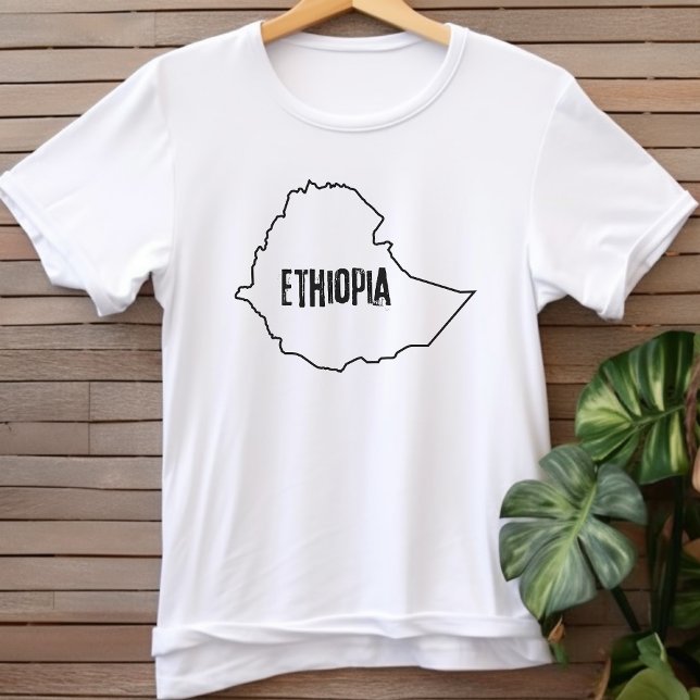 Camiseta Mapa do País Etíope - Área Nacional da Etiópia (Criador carregado)