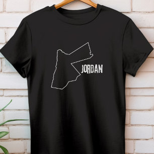 Camiseta Mapa do País Jordânia Forma Fronteira da Nação Jor