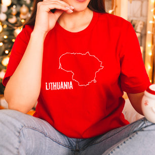 Camiseta Mapa do País Lituânia Contorno da Área Territorial
