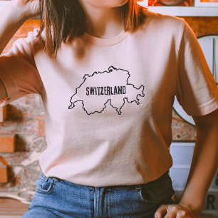 Camiseta Mapa do País suiça da fronteira suíça do Terreno