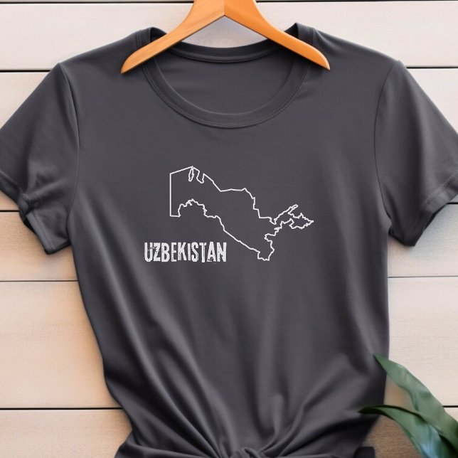 Camiseta Mapa do País Uzbequistão Linha Forma Fronteira Uzb (Criador carregado)