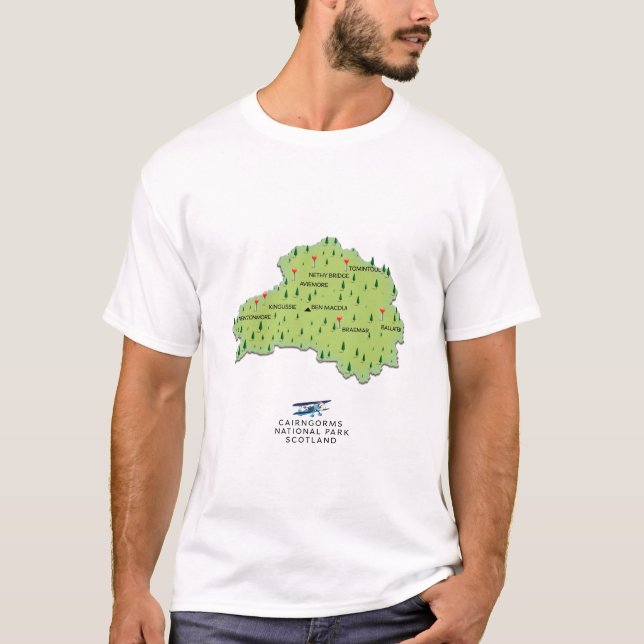 Camiseta mapa do Parque Nacional Cairngorms (Frente)