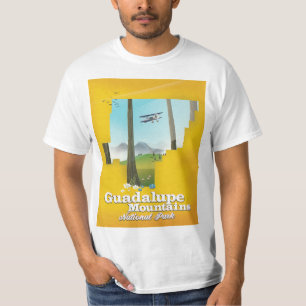 Camiseta mapa do parque nacional das montanhas de Guadalupe