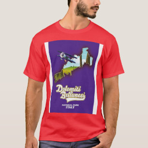 Camiseta Mapa do Parque Nacional Dolomiti Bellunesi Itália