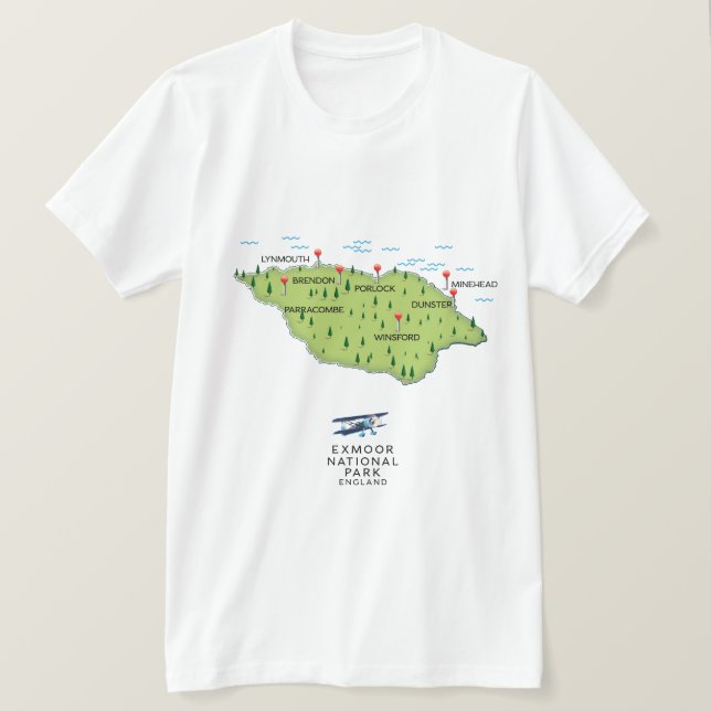 Camiseta mapa do Parque Nacional Exmoor (Frente do Design)