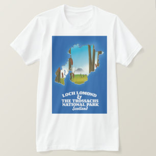 Camiseta mapa do parque nacional loch lomond & the trossach