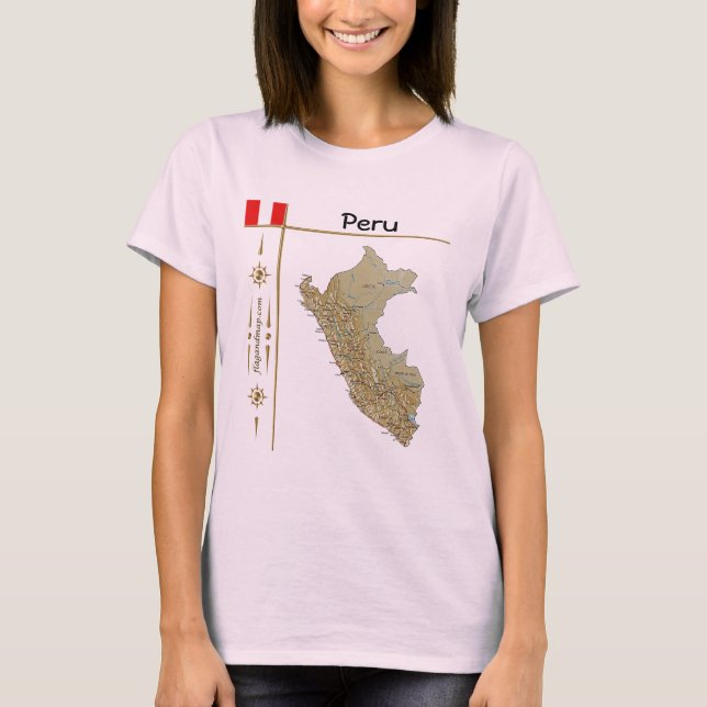 Camiseta Mapa do Peru + Bandeira + Título (Frente)
