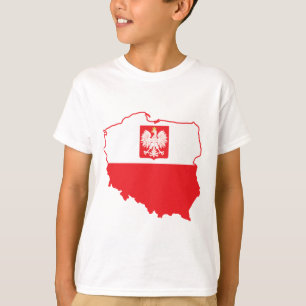 Camiseta Mapa do Polônia em cores polonesas