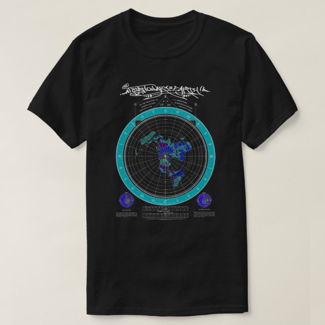 Camiseta Mapa do quadrado e da terra lisa estacionária (Frente do Design)