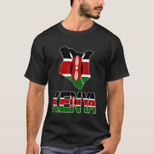 Camiseta Mapa do Quênia com bandeira do Quênia Ama Orgulho 
