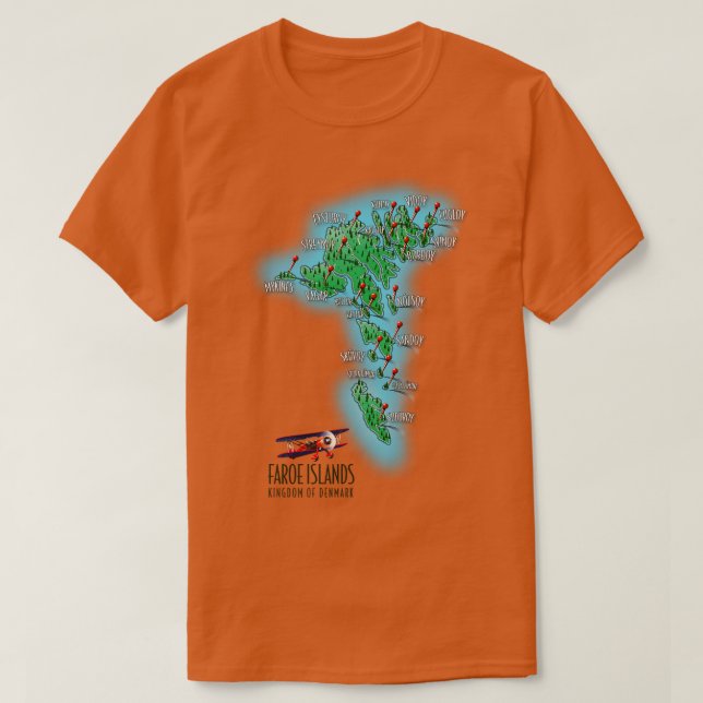 Camiseta Mapa do Reino da Dinamarca das Ilhas Faroé (Frente do Design)