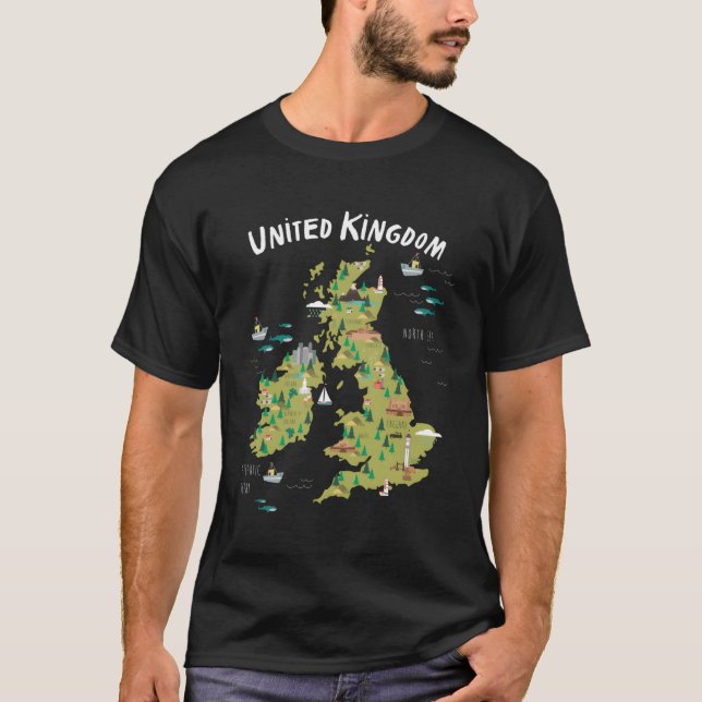 Camiseta Mapa do Reino Unido (Frente)