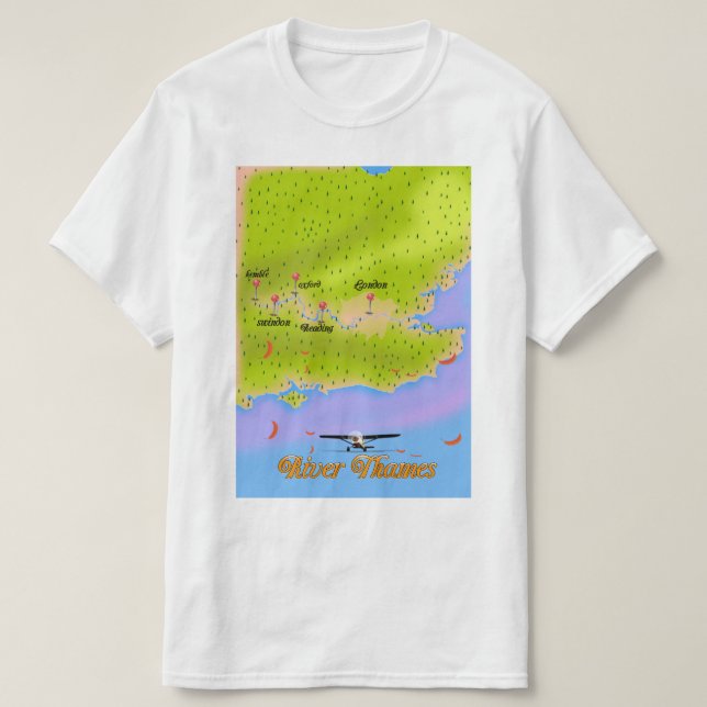 Camiseta Mapa do Rio Tâmisa Londres Inglaterra (Frente do Design)